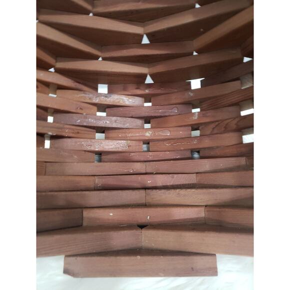 LARGE Vintage MCM Wood Block Planter Hanging Plant Basket Boho Chic‎ Cedar Swag - Picture 6 of 11